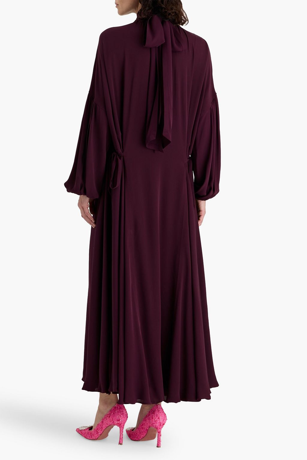 VALENTINO GARAVANI Tie-detailed crepe maxi dress