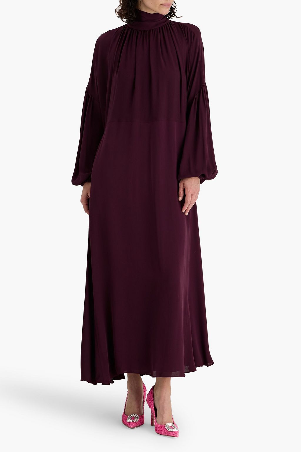 VALENTINO GARAVANI Tie-detailed crepe maxi dress