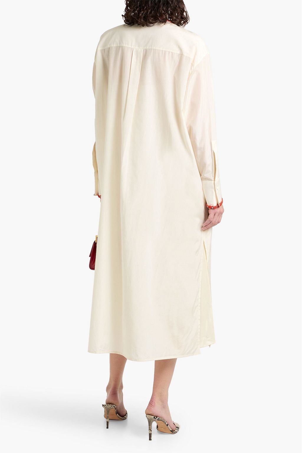 VALENTINO GARAVANI Embellished silk and cotton-blend maxi shirt dress