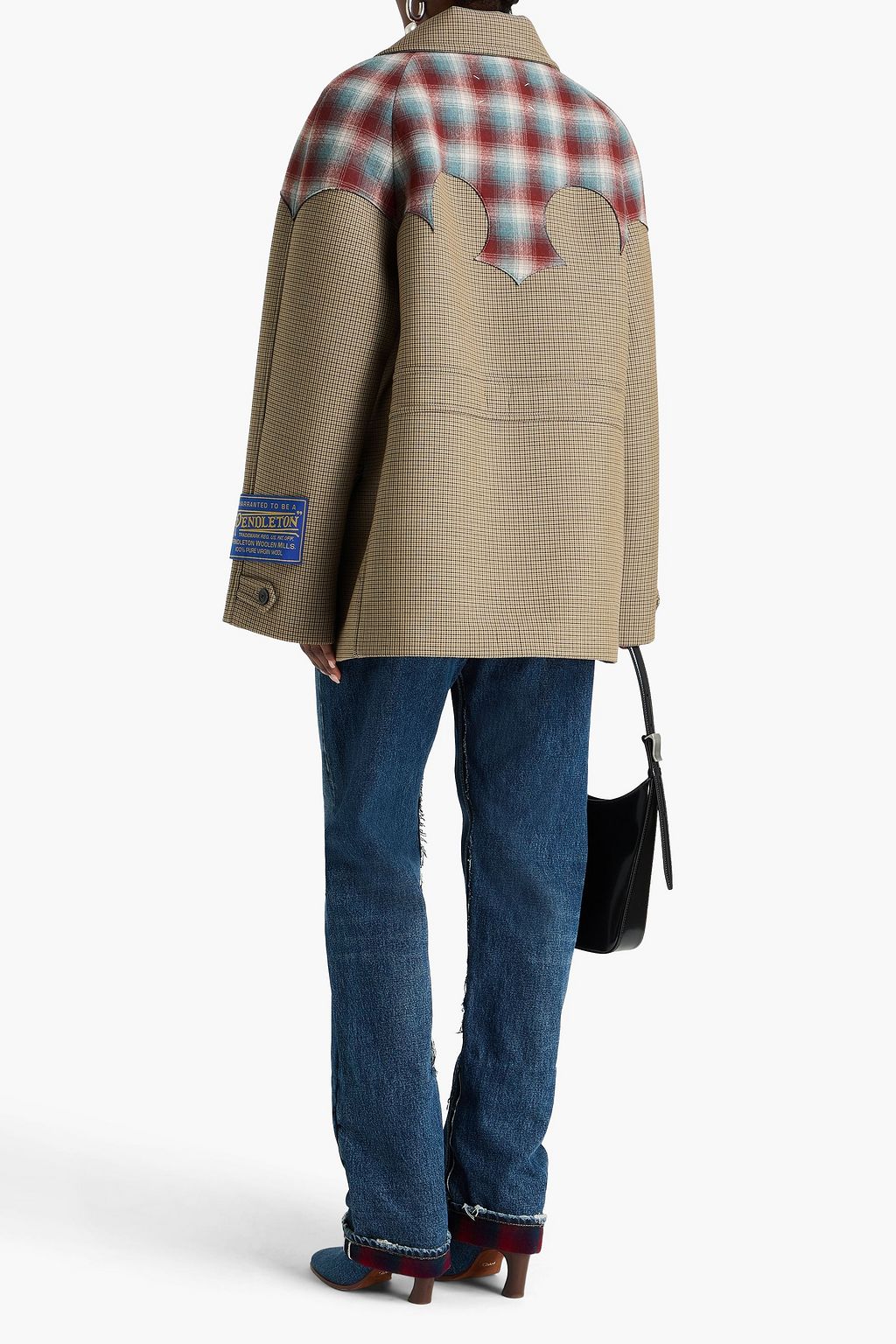 MAISON MARGIELA معطف من الفلانيل من مزيج الصوف والقطن والموهير بنقشة مربعات