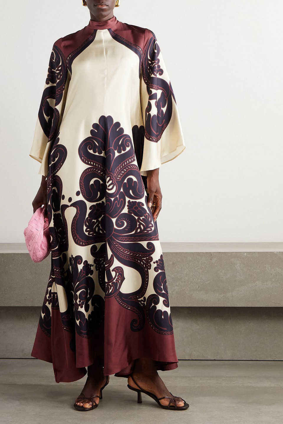 La Doublej Magnifico Printed Silk-satin Dress In Purple