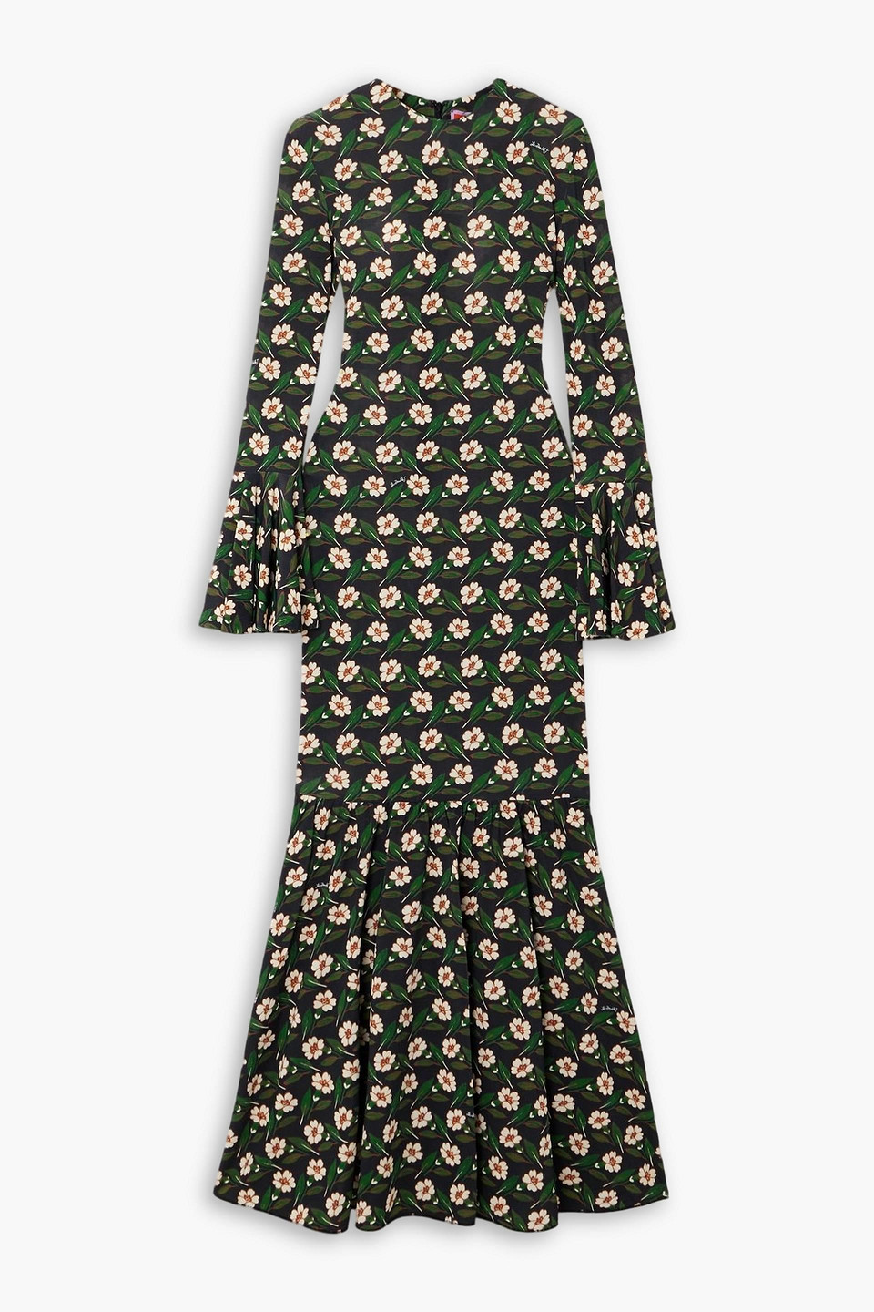 La Doublej Alba Floral-print Stretch-jersey Maxi Dress In Green