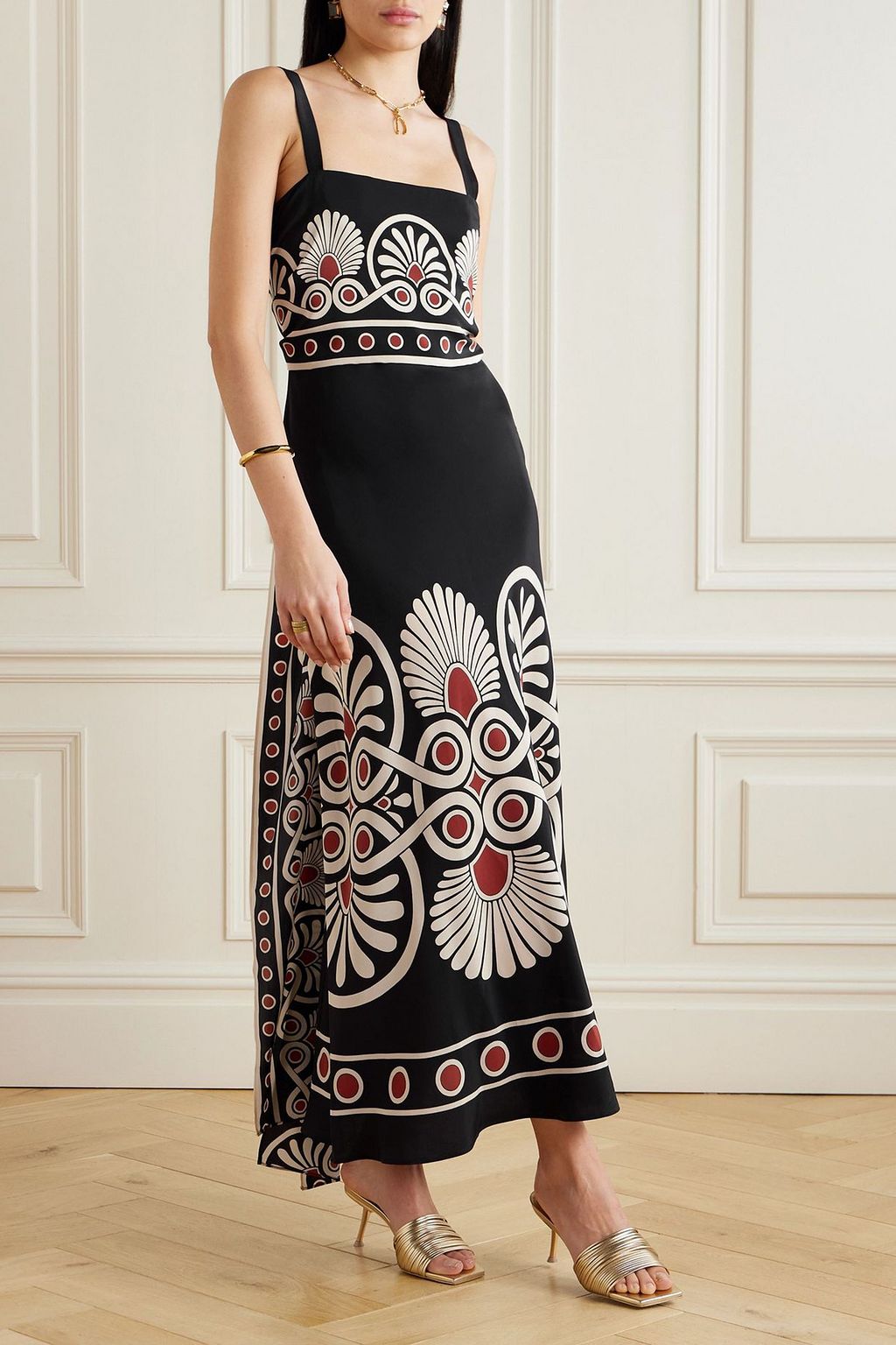 LA DOUBLEJ 프린트 실크 크레이프 드 신 맥시 드레스