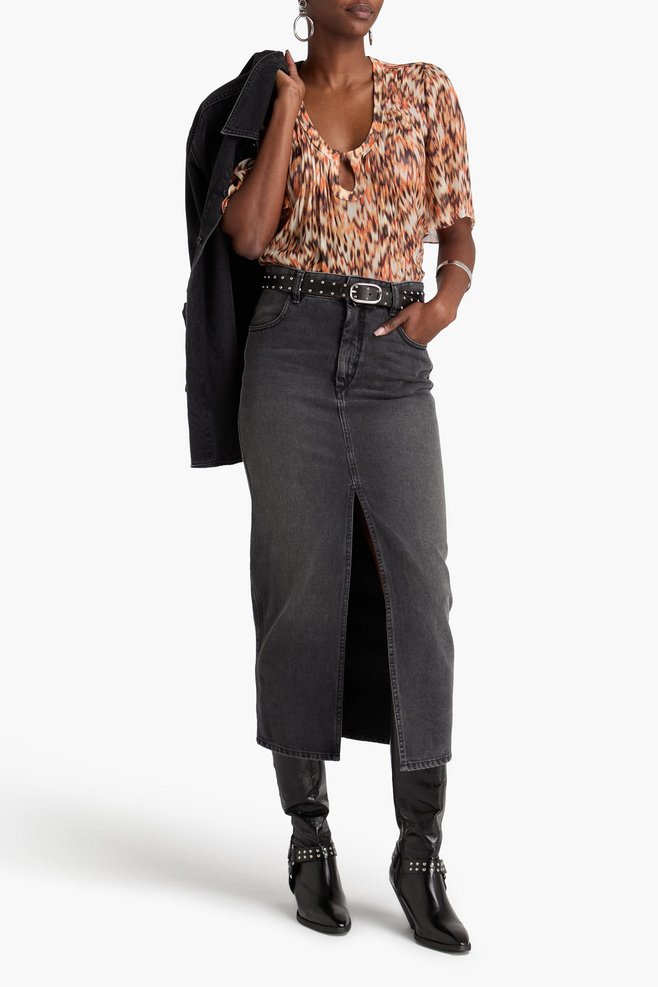  Isabel Marant - Denim Midi Skirt - Gray - Fr 34 