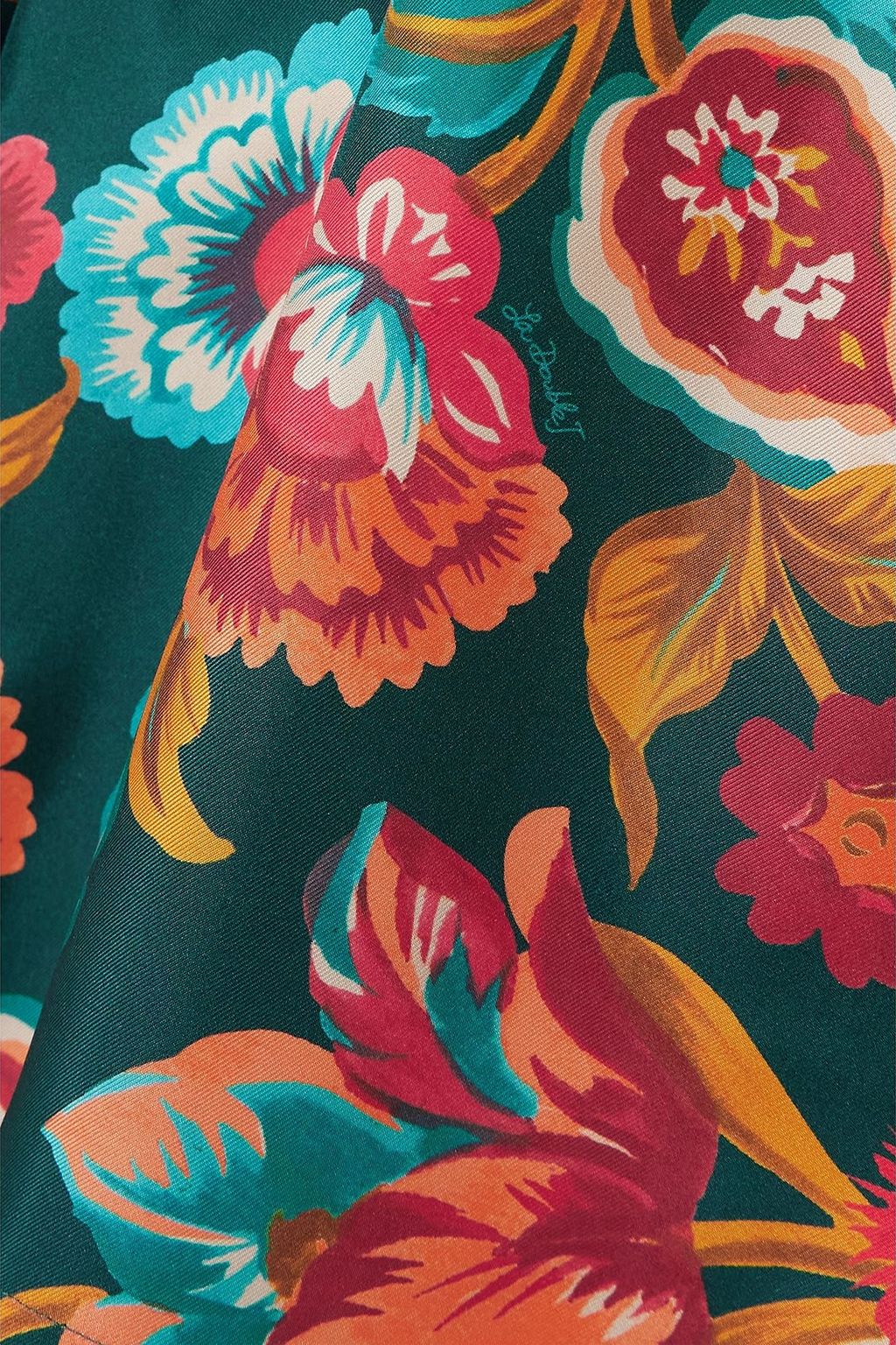 LA DOUBLEJ Floral-print silk-twill wide-leg pants