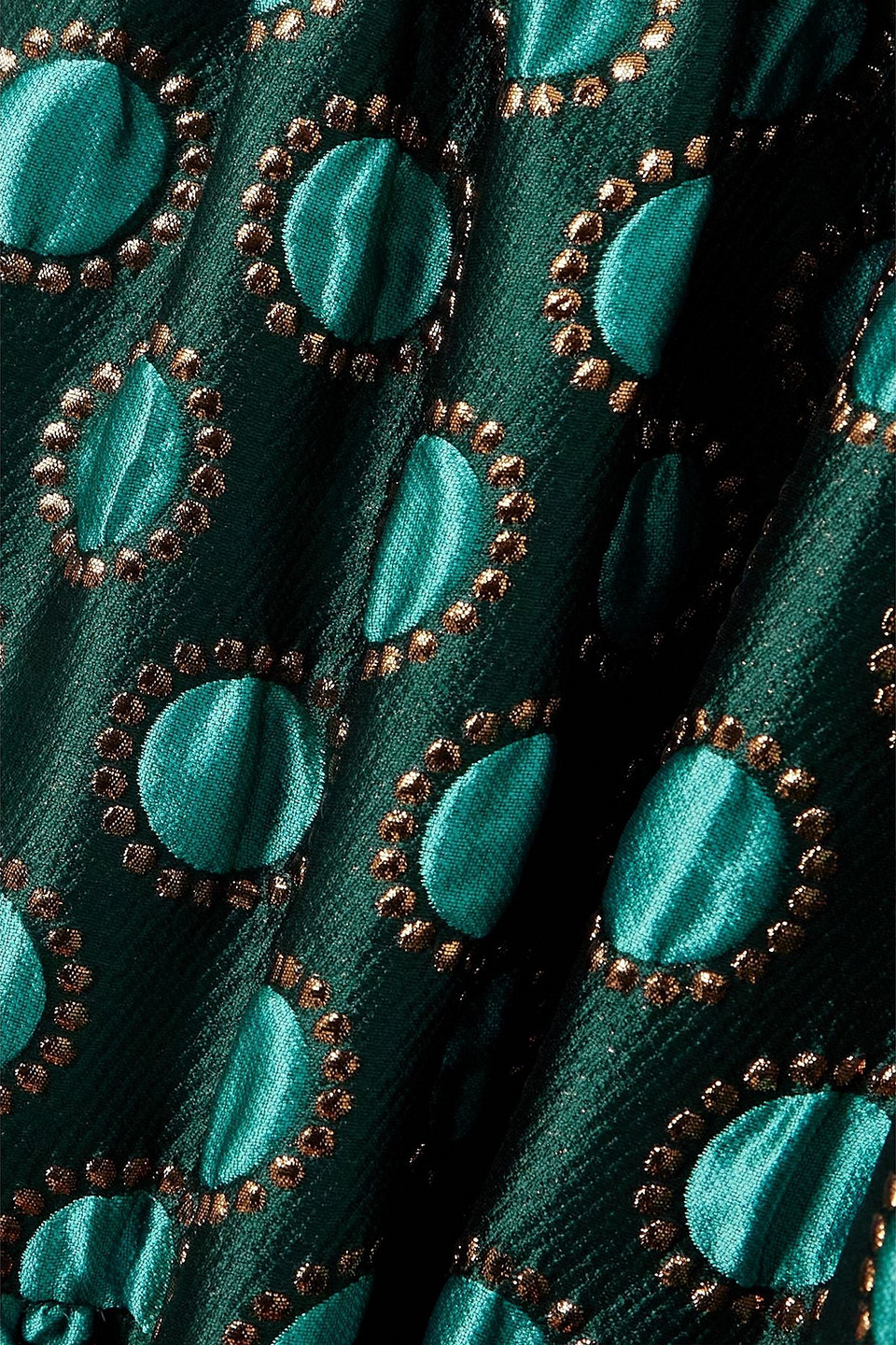 La Doublej Big Tiered Velvet And Jacquard Maxi Dress In Green