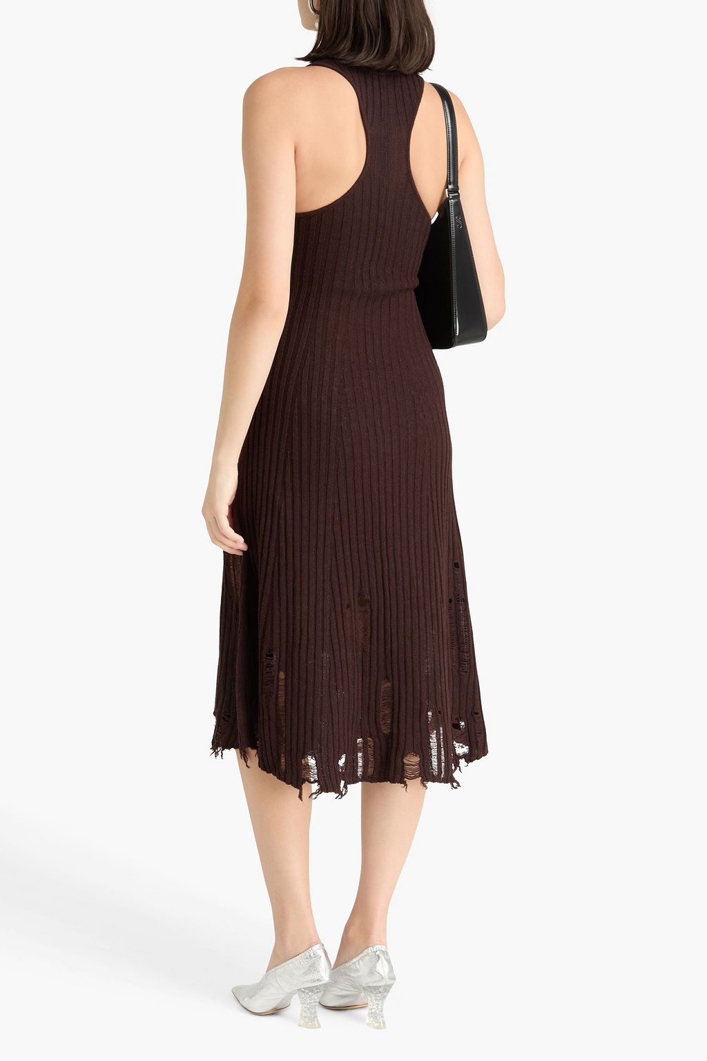 ACNE STUDIOS فستان متوسط الطول من مزيج الكتان بتأثير معتق