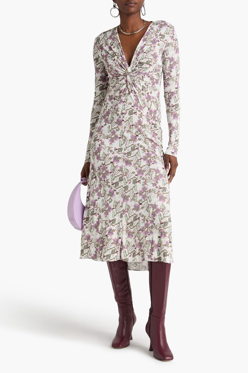 ISABEL MARANT فستان متوسط الطول "جينيفا" من الجيرسي بقصّة ملفوفة