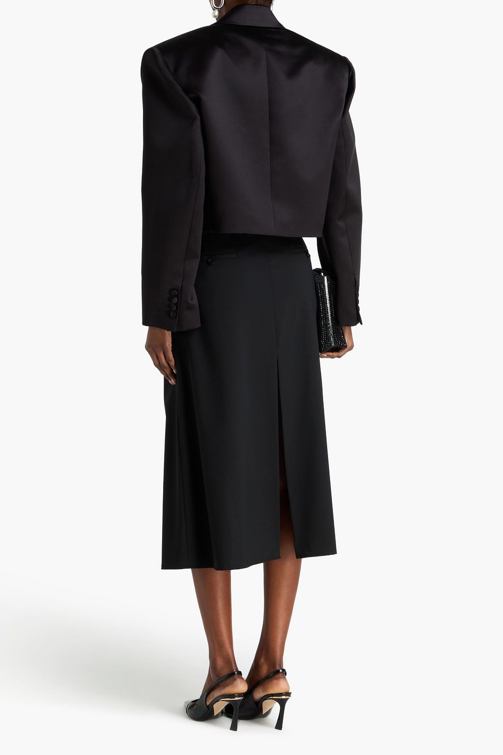 MAGDA BUTRYM Cropped silk and wool-blend duchesse-satin blazer