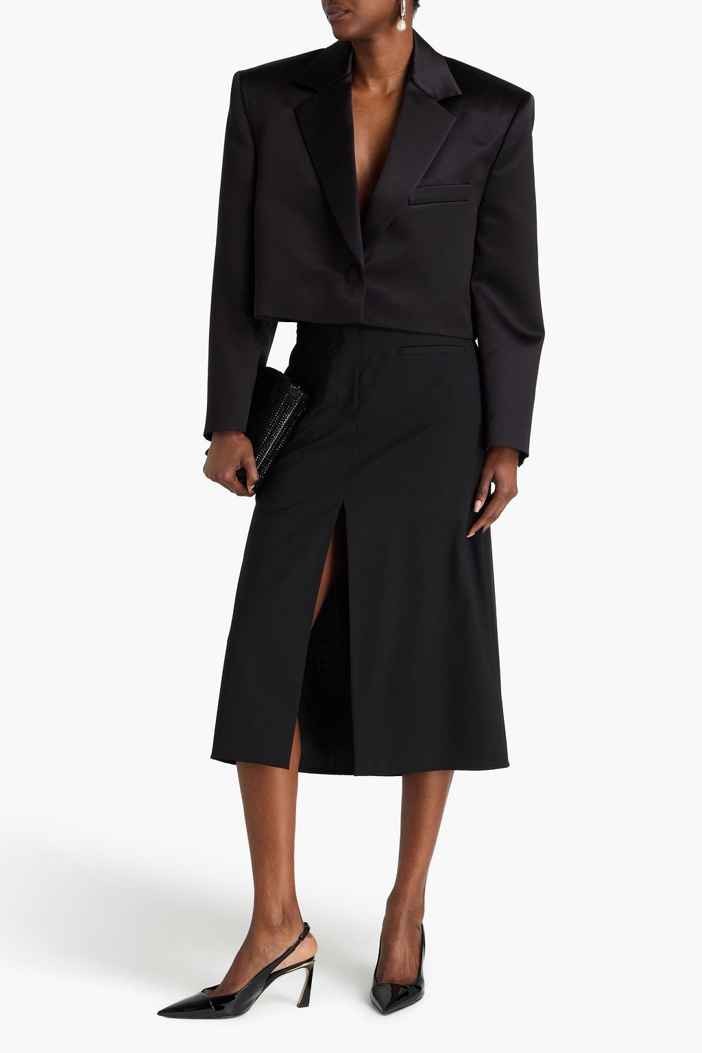 MAGDA BUTRYM Cropped silk and wool-blend duchesse-satin blazer