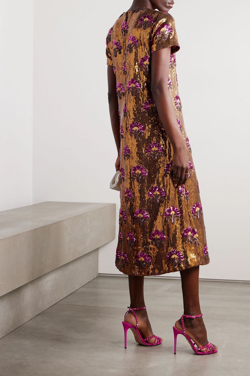 LA DOUBLEJ Midikleid „Swing“ aus Seide mit Pailletten