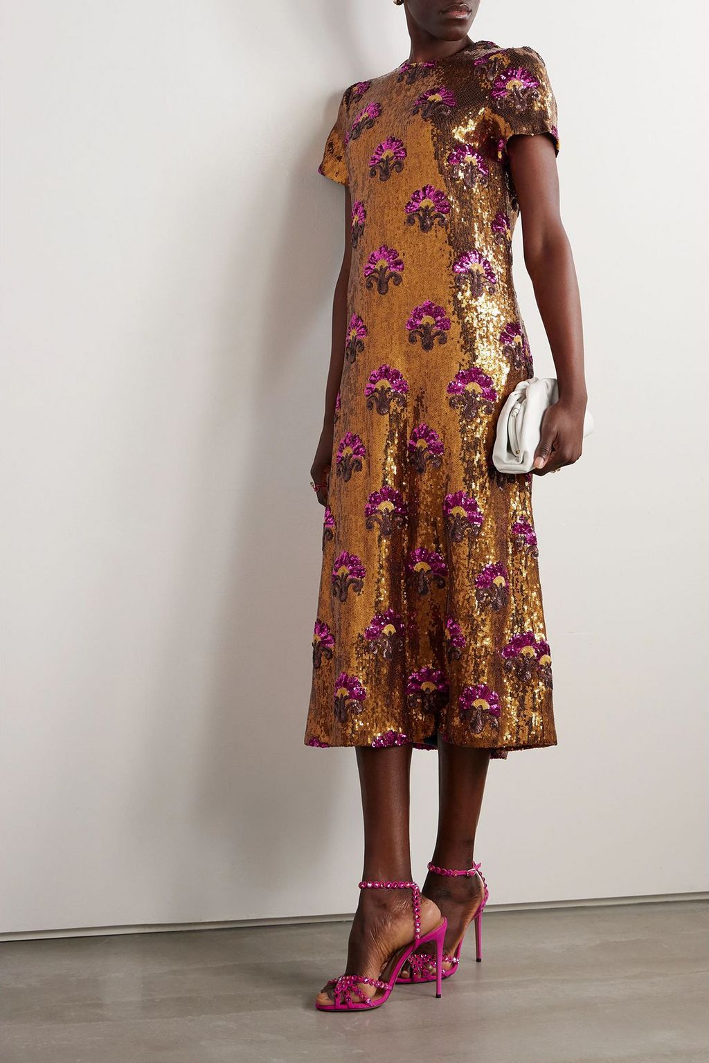 LA DOUBLEJ Midikleid „Swing“ aus Seide mit Pailletten