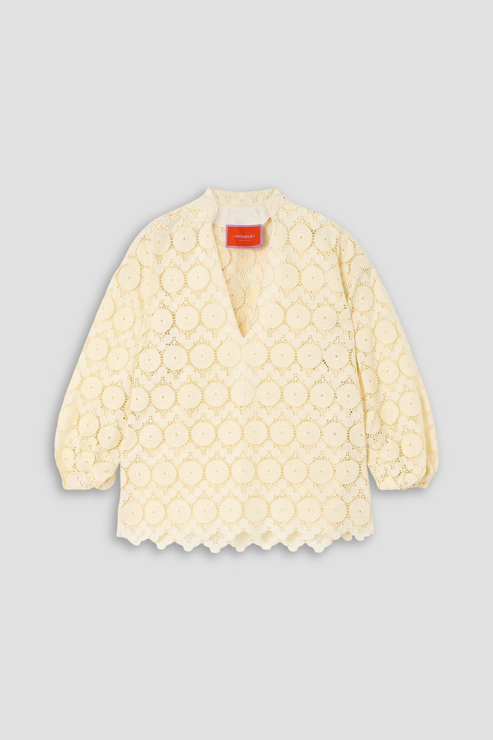 La Doublej Jackie Cotton-blend Macramé Shirt In White