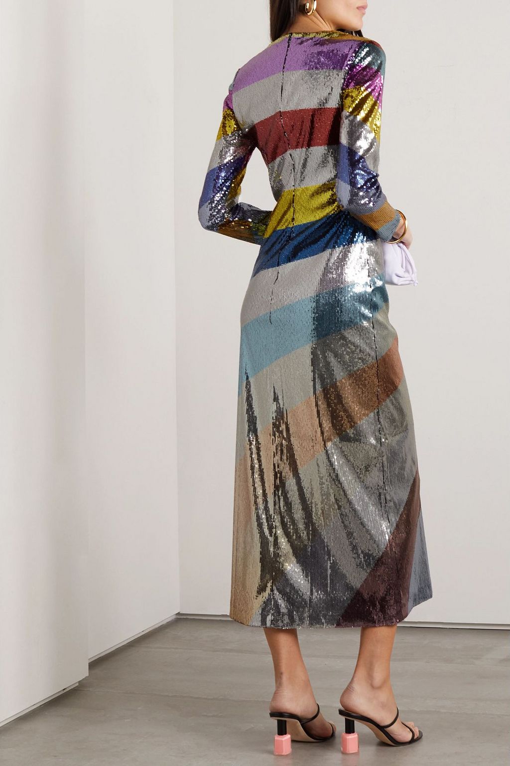 LA DOUBLEJ فستان طويل "سوبريم سوينج" من التول مزين بأقراص برّاقة