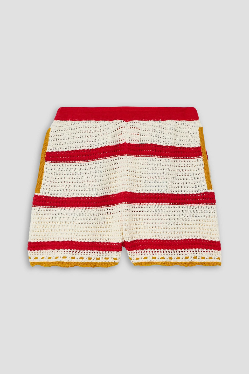 La Doublej X Orlebar Brown Salt 'n' Vinegar Striped Crocheted Cotton Shorts In White