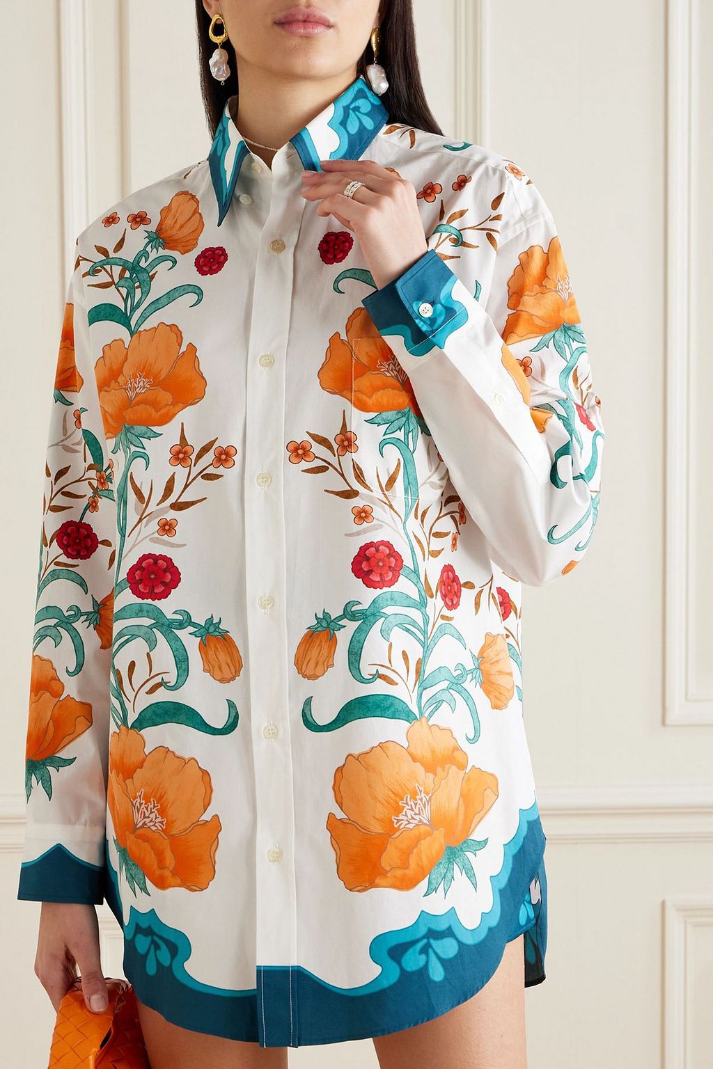 LA DOUBLEJ X ORLEBAR BROWN قميص بيتر ذان يور بويفريند من القطن بطبعة الأزهار