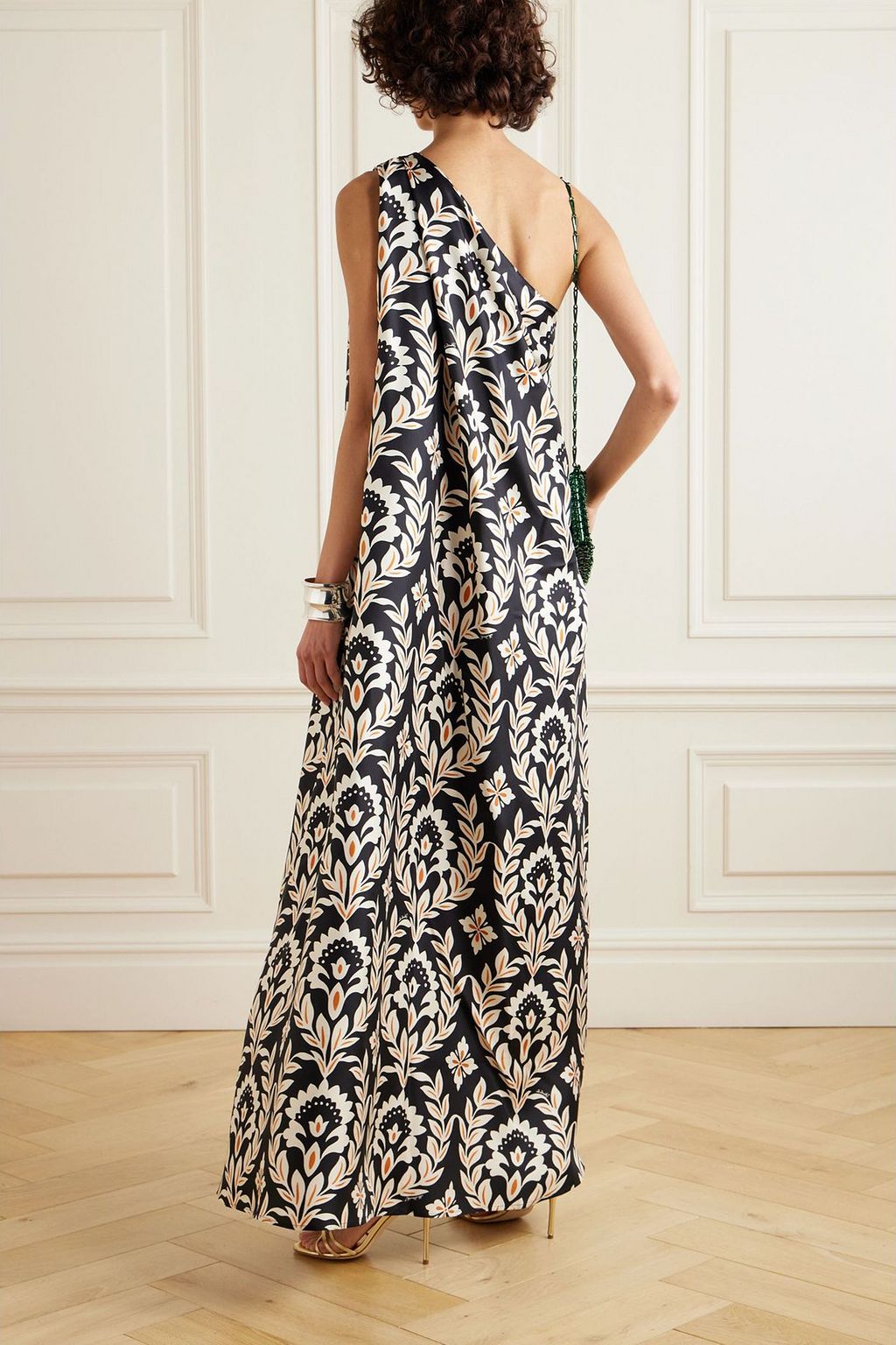 LA DOUBLEJ Roy one-shoulder floral-print silk-twill maxi dress