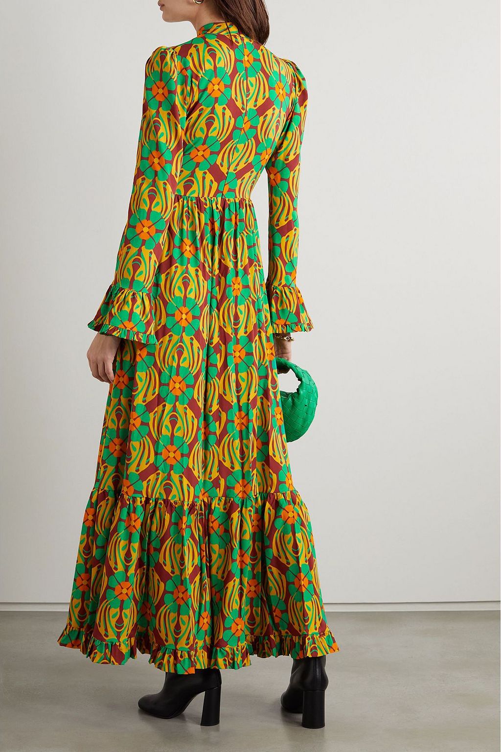 LA DOUBLEJ Visconti tiered floral-print crepe maxi dress