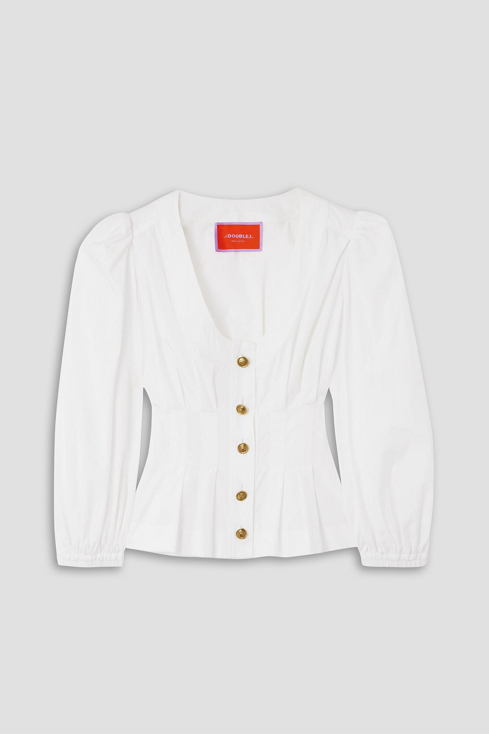 La Doublej Primrose Cotton-poplin Peplum Shirt In White