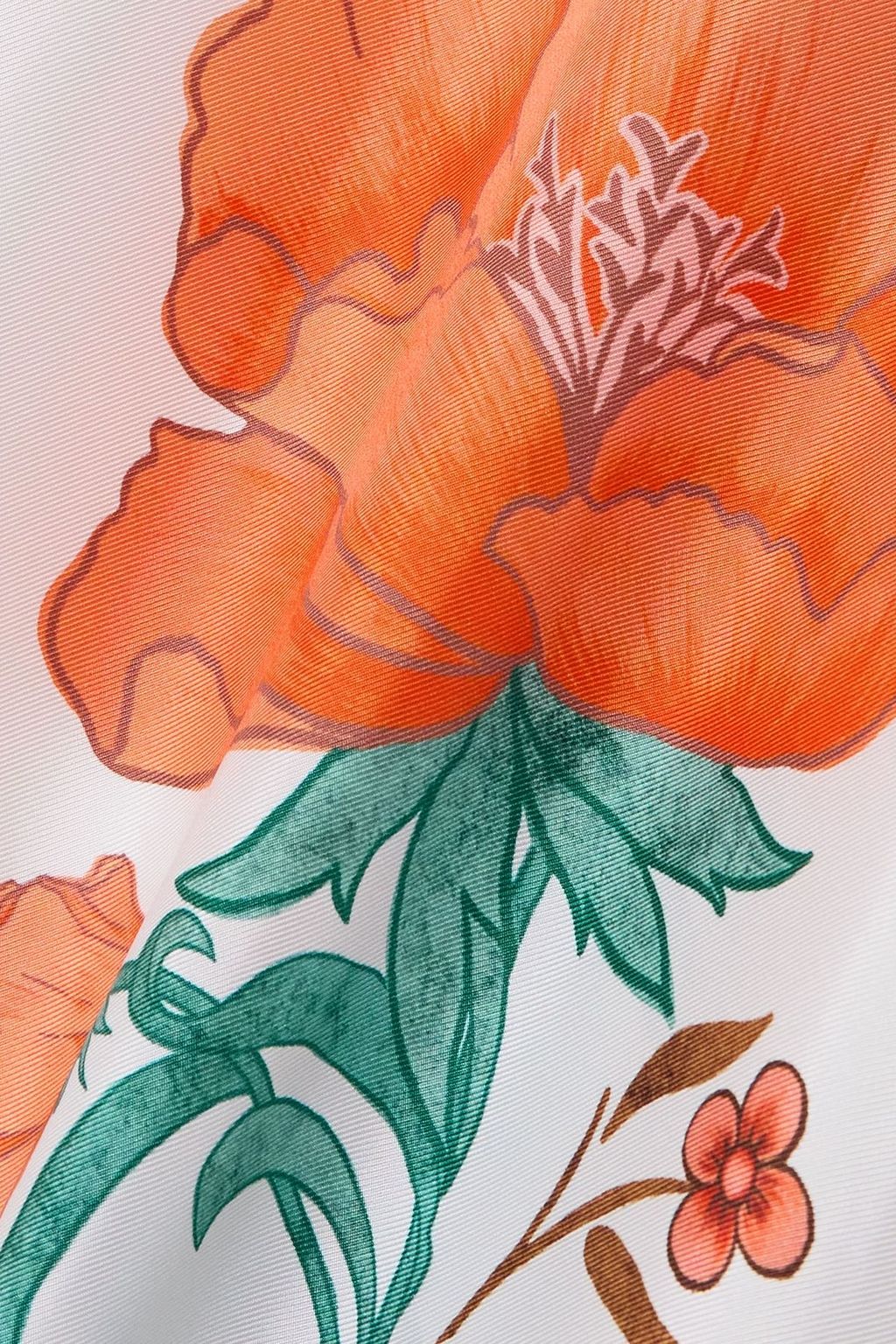 LA DOUBLEJ فستان + أورليبار براون ماجنيفيكو طويل من الحرير والساتان بطبعة الأزهار