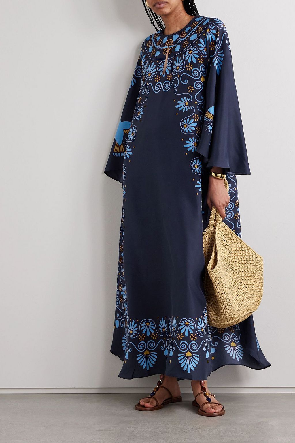 LA DOUBLEJ 프린트 실크 크레이프 드 신 맥시 드레스