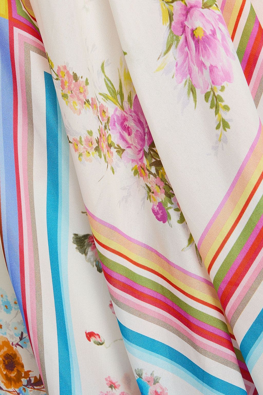 ZIMMERMANN فستان طويل من حرير شيفون مزين بطبعات وأجزاء مقصوصة