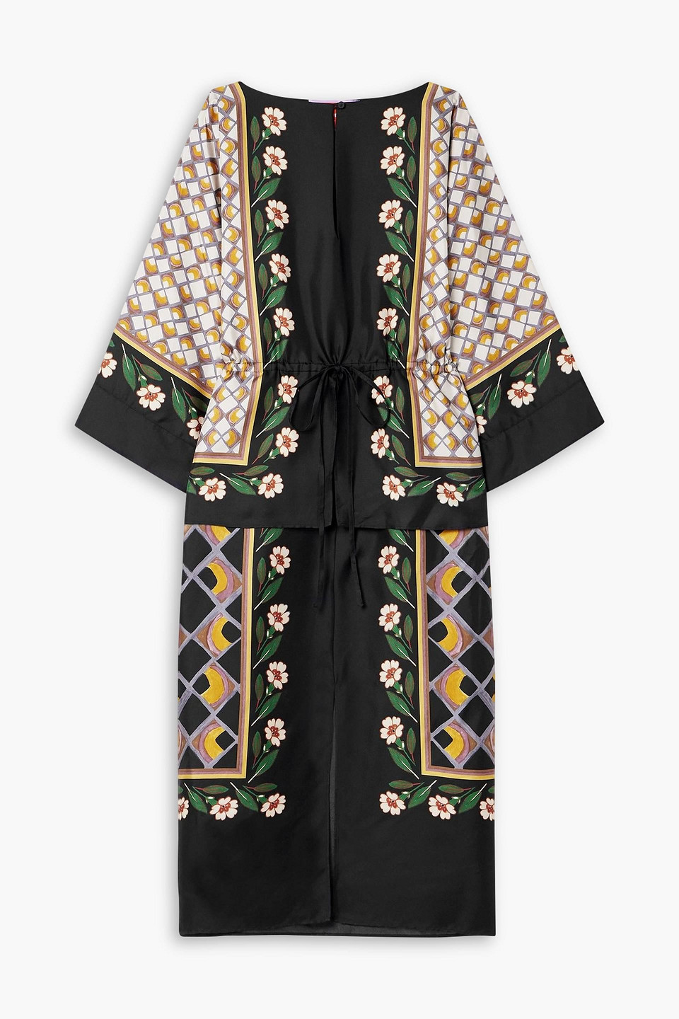 La Doublej Apericena Printed Silk-twill Midi Dress In Green