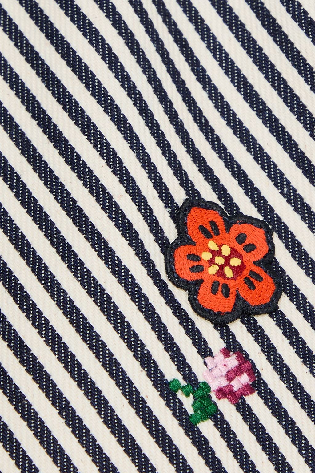 KENZO Embroidered striped denim jacket