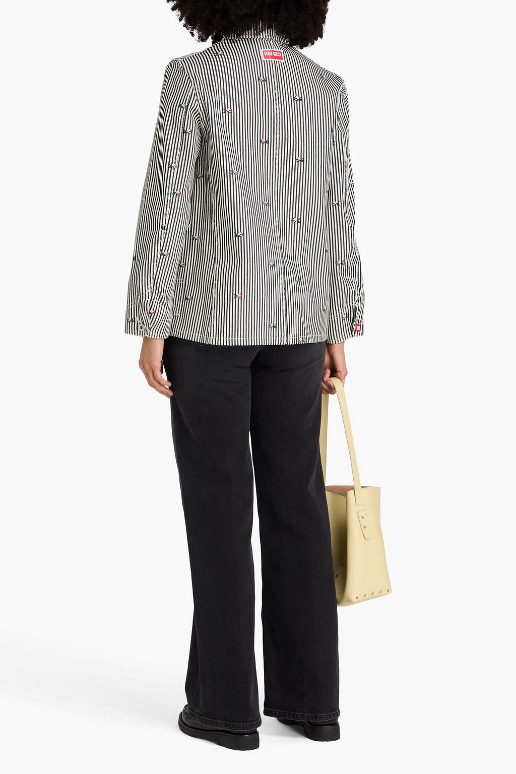 KENZO Embroidered striped denim jacket