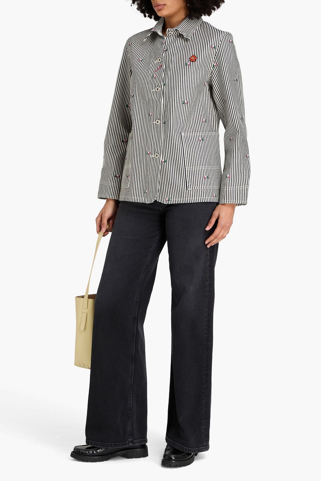 KENZO Embroidered striped denim jacket