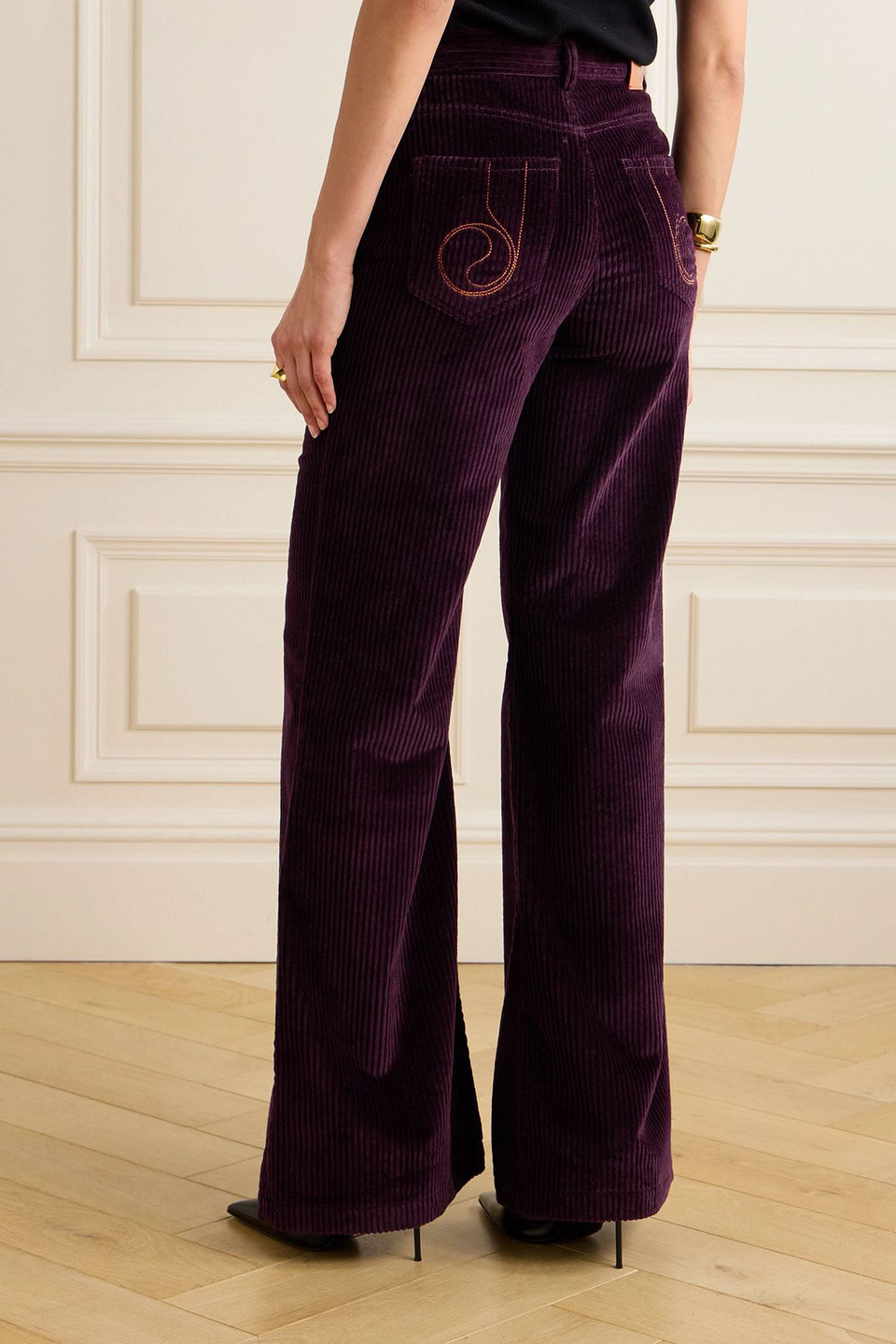 La Doublej The Flare Cotton-blend Corduroy Flared Pants In Purple