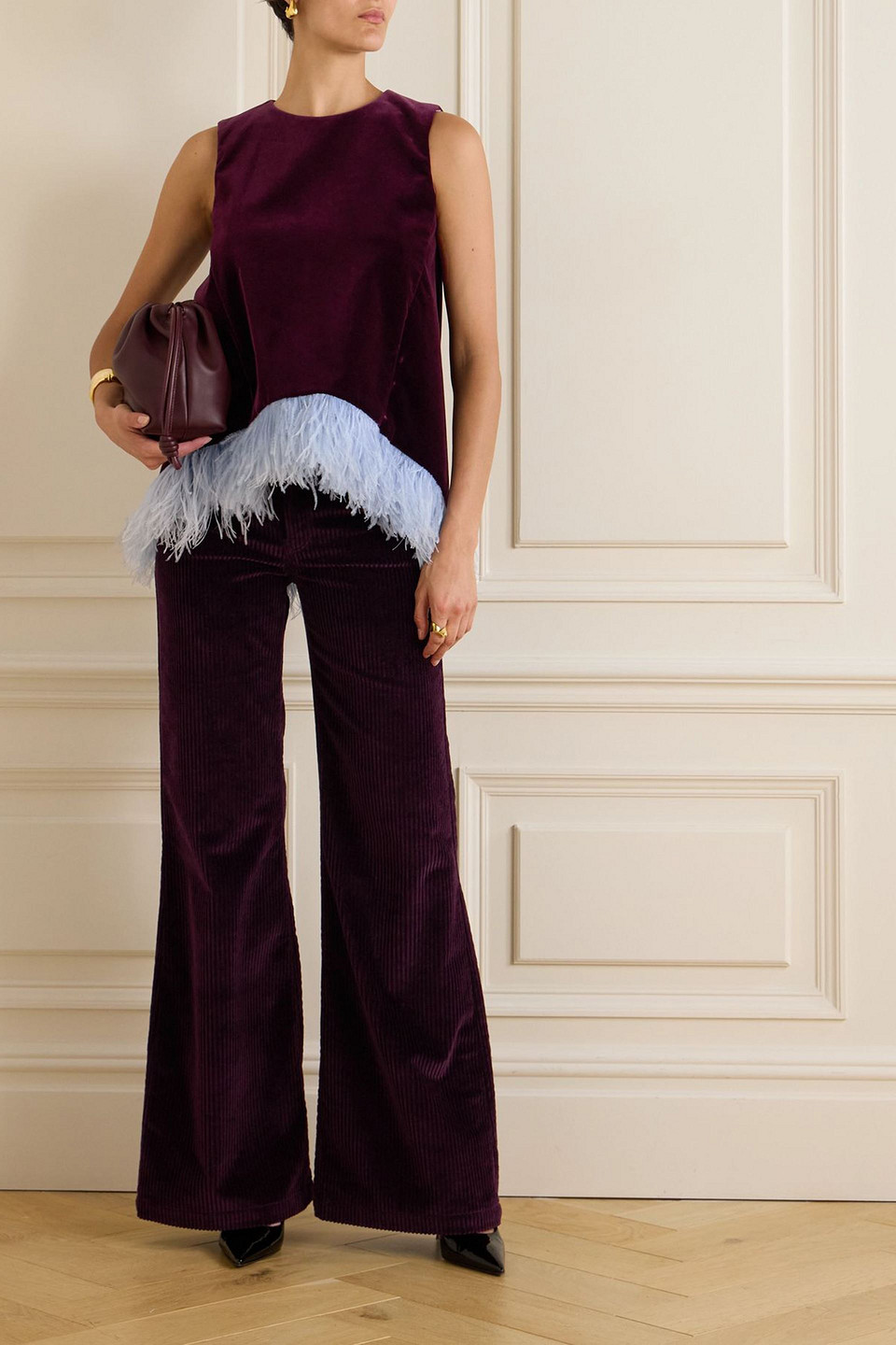 La Doublej The Flare Cotton-blend Corduroy Flared Pants In Purple