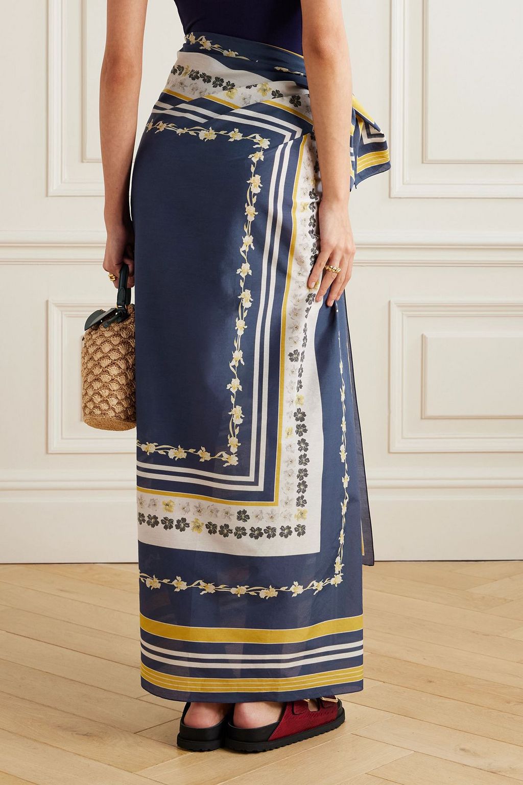 LA DOUBLEJ باريو من فوال ومزيج حرير والقطن بطبعات