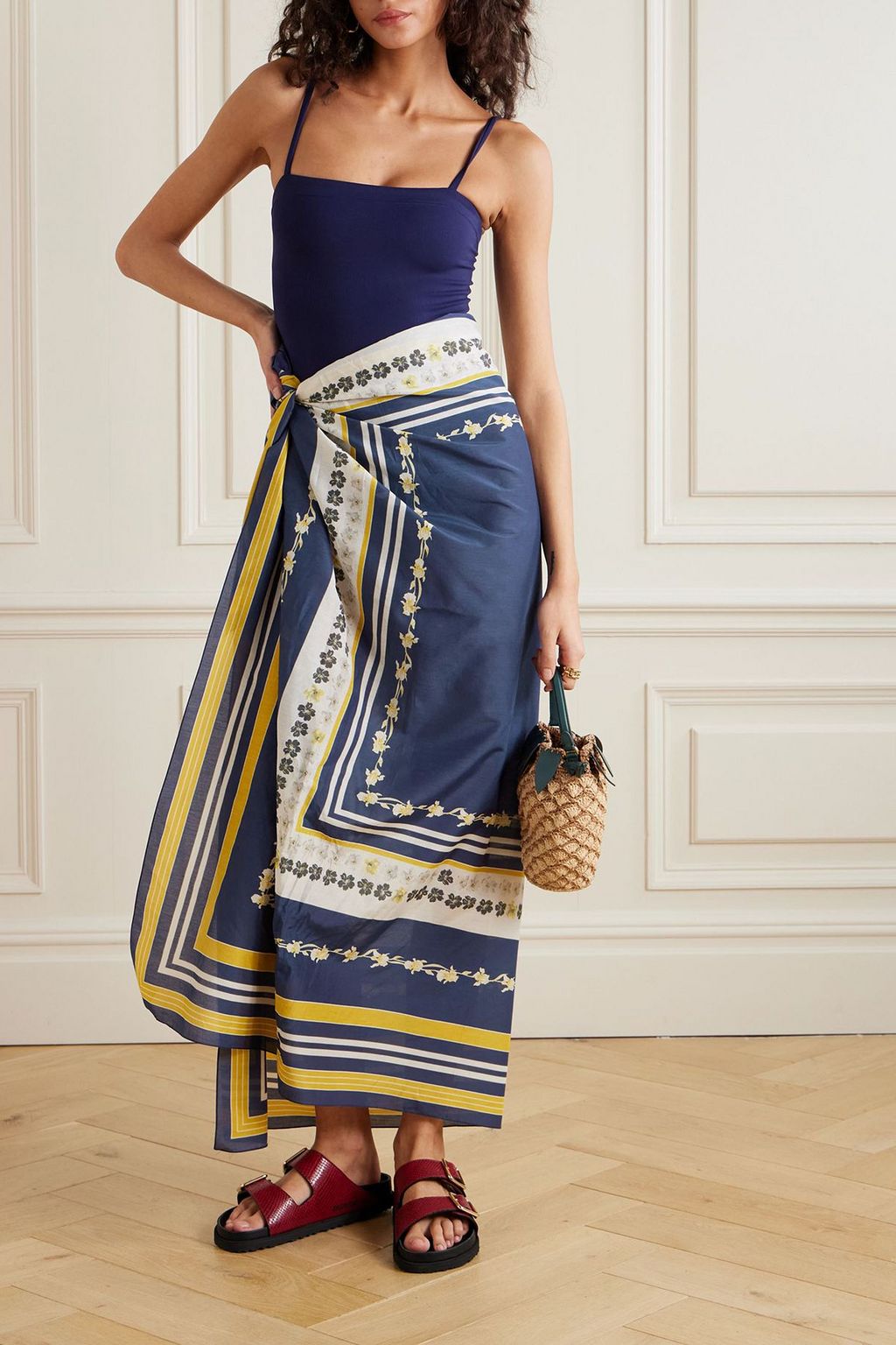 LA DOUBLEJ باريو من فوال ومزيج حرير والقطن بطبعات