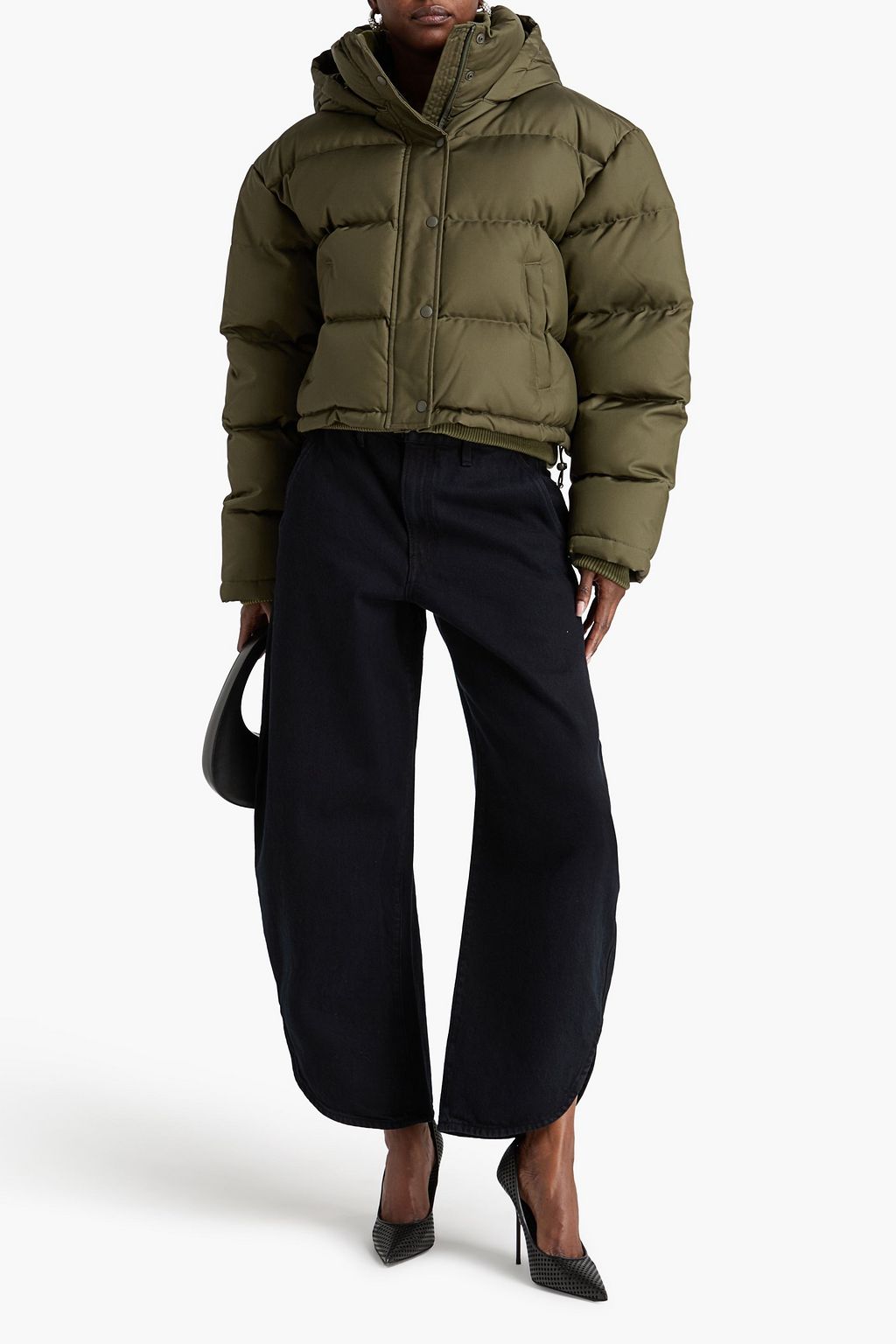 WARDROBE.NYC Quilted shell hooded down jacket
