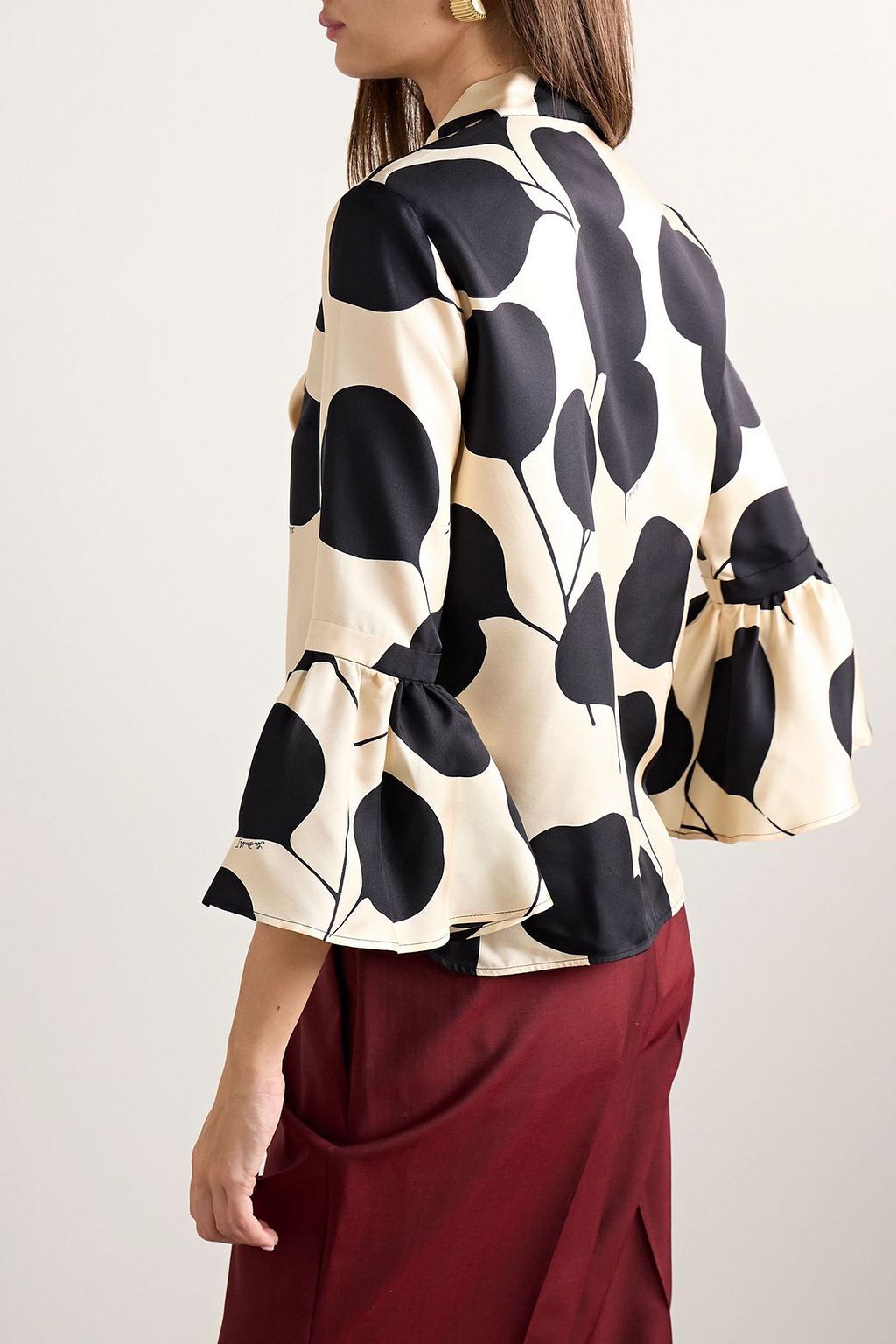 LA DOUBLEJ Happy Wrist tie-detailed printed silk-twill blouse