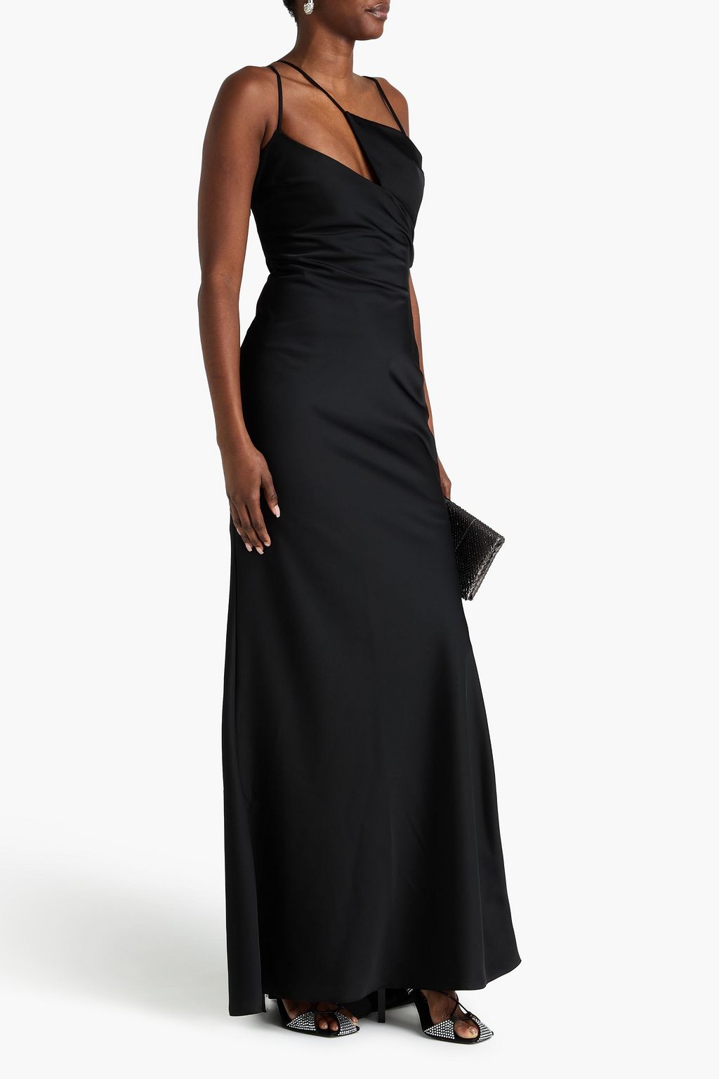 THE ATTICO Melva asymmetric cutout satin gown