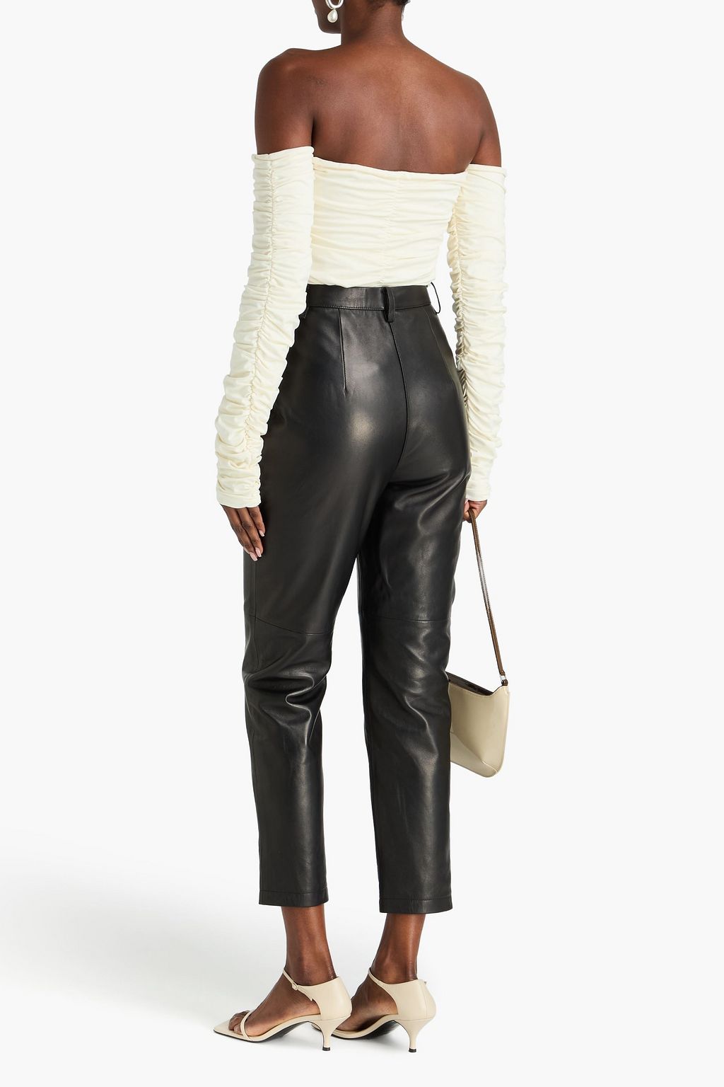 MAGDA BUTRYM Pleated leather tapered pants