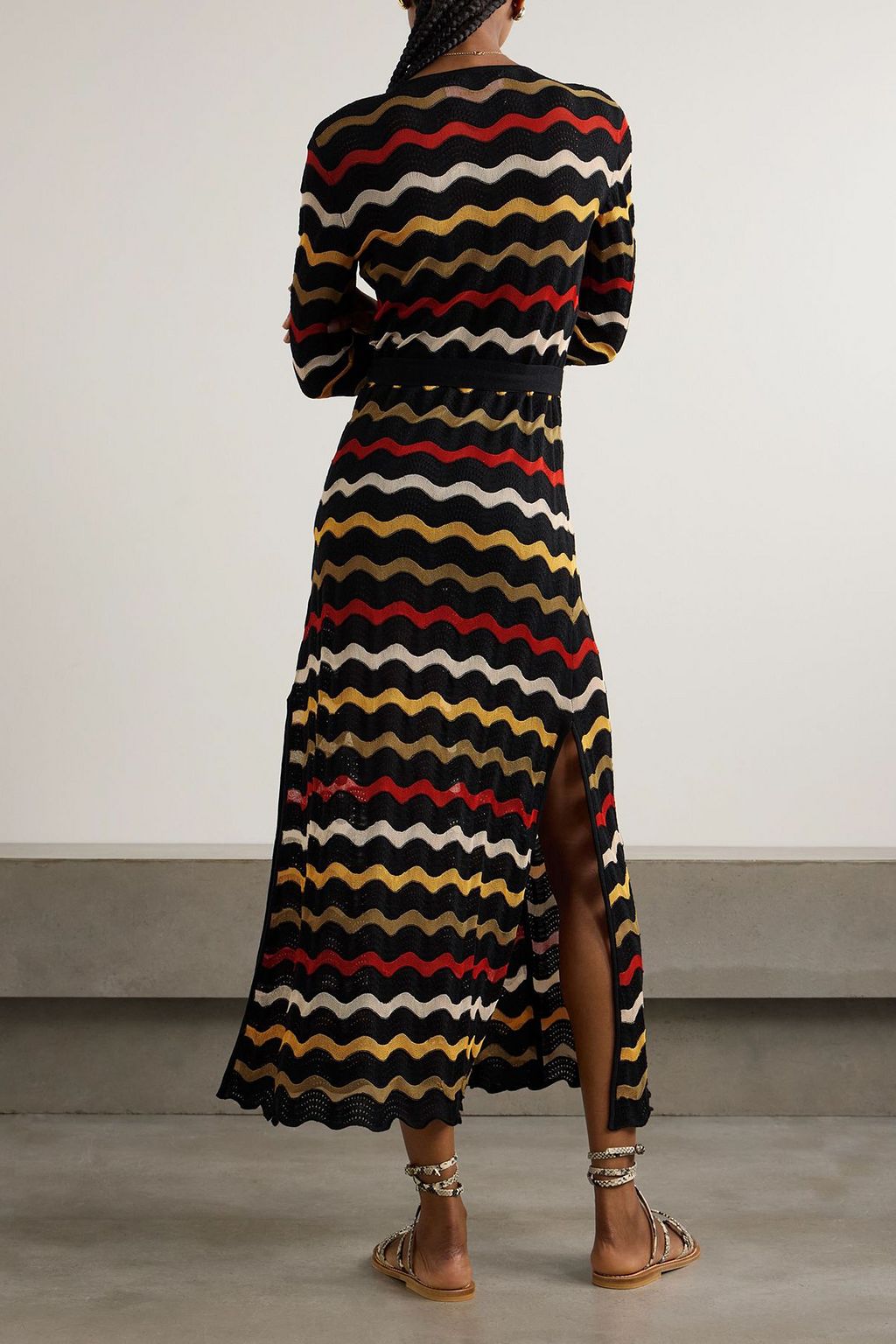 LA DOUBLEJ Zephyr belted striped linen-blend midi wrap dress