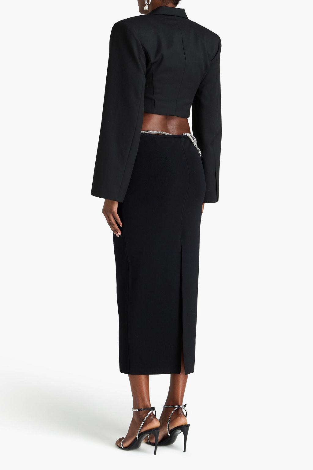 CHRISTOPHER ESBER تنورة بقصّة مستقيمة متوسطة الطول من نسيج مطاطي بحبكة مُزيّنة