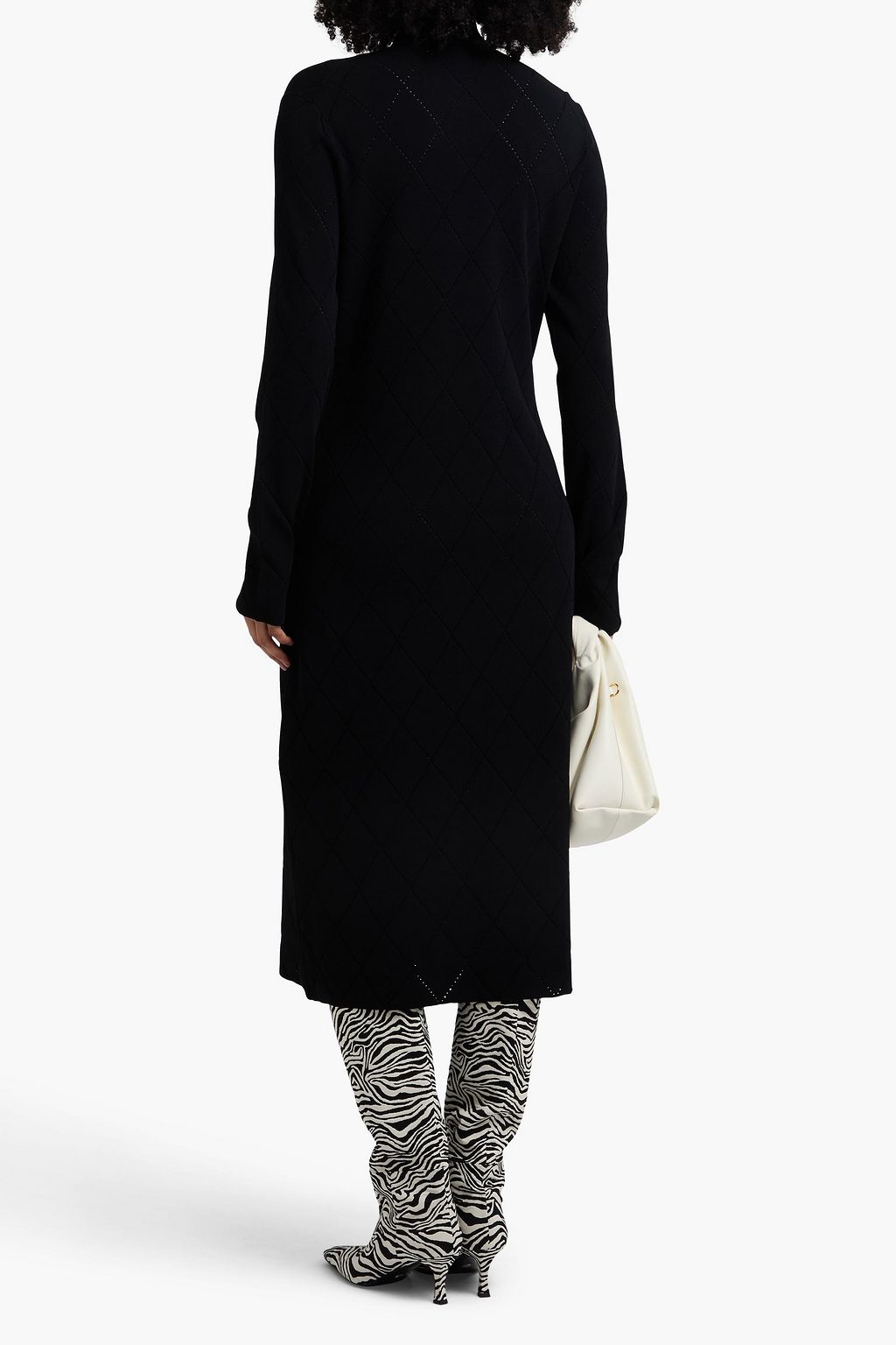 PROENZA SCHOULER PSWL فستان متوسط الطول من نسيج بحبكة بوانتيل