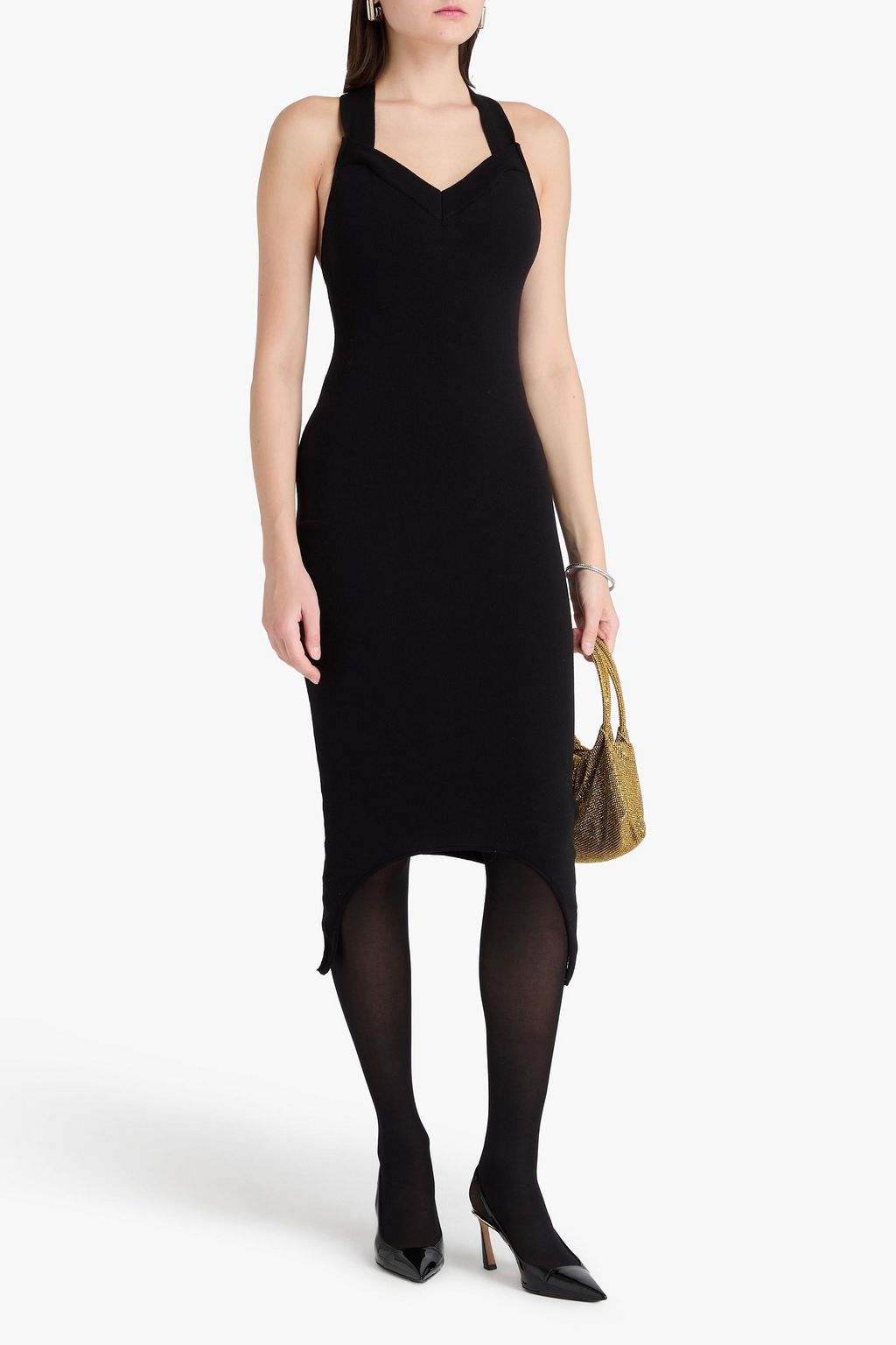 PATOU فستان متوسط الطول من مزيج الصوف بقصّة غير متماثلة