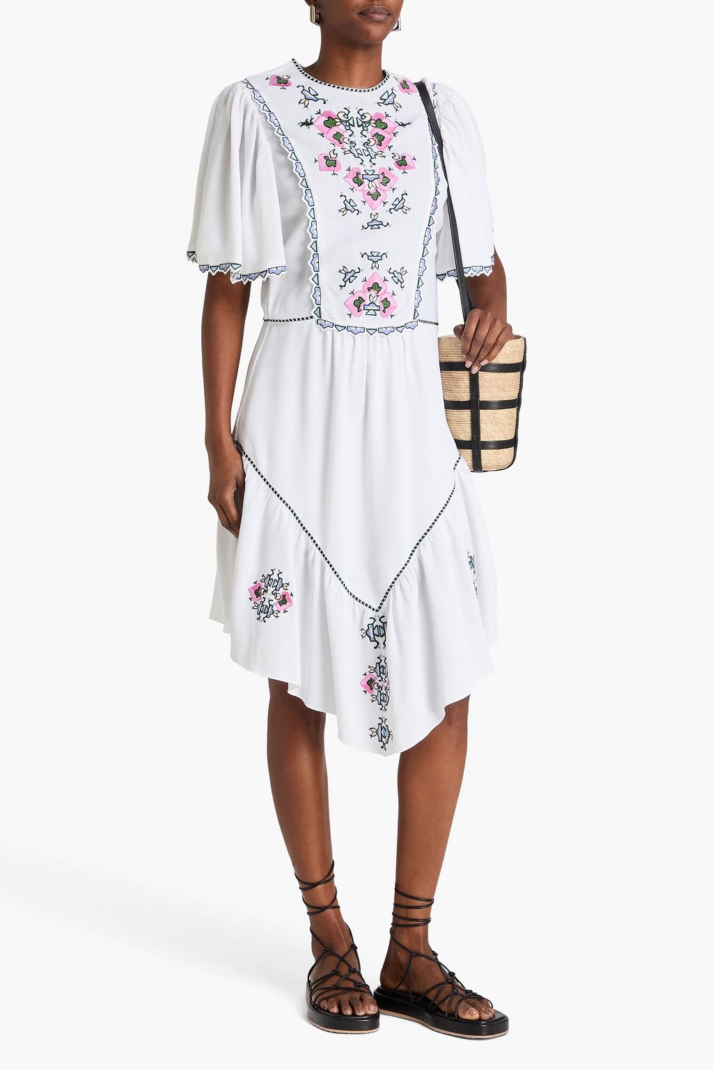 ISABEL MARANT Sinezia embroidered crepe midi dress | THE OUTNET