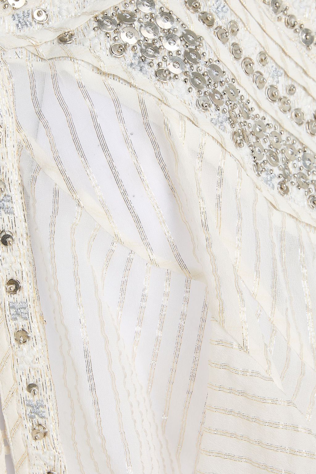 ISABEL MARANT Cropped Oberteil „Olaya“ aus Georgette aus einer Seiden-Lurex®-Mischung mit Verzierung