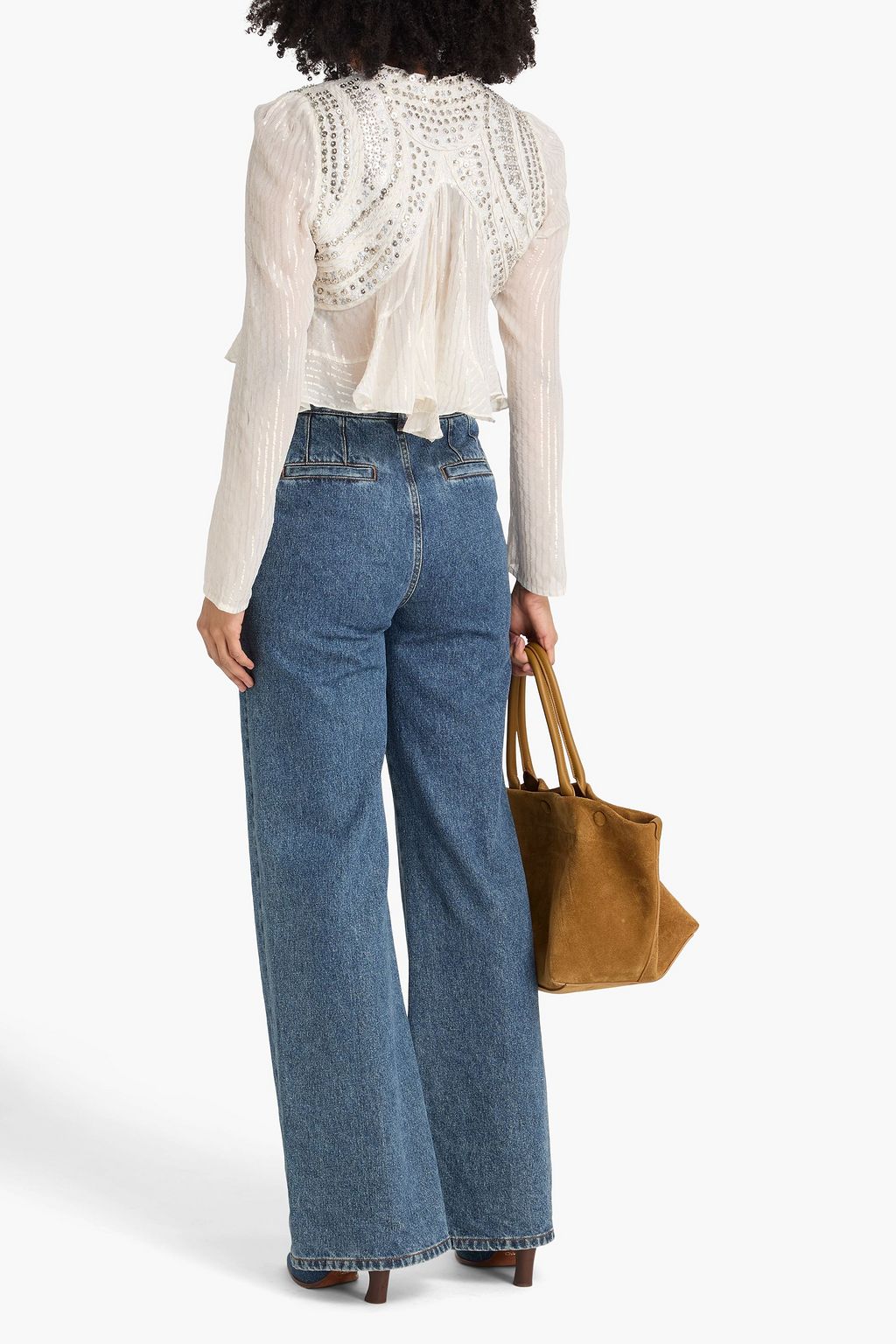 ISABEL MARANT Cropped Oberteil „Olaya“ aus Georgette aus einer Seiden-Lurex®-Mischung mit Verzierung