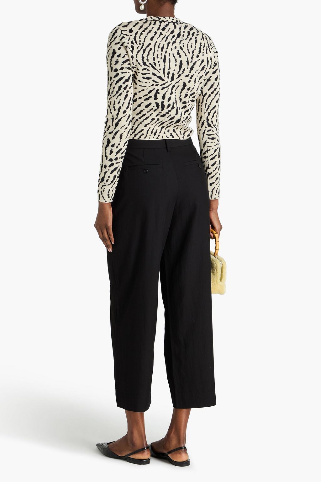 PROENZA SCHOULER PSWL بنطال قصير من التويل بقصة أرجل واسعة ومزين بكسرات