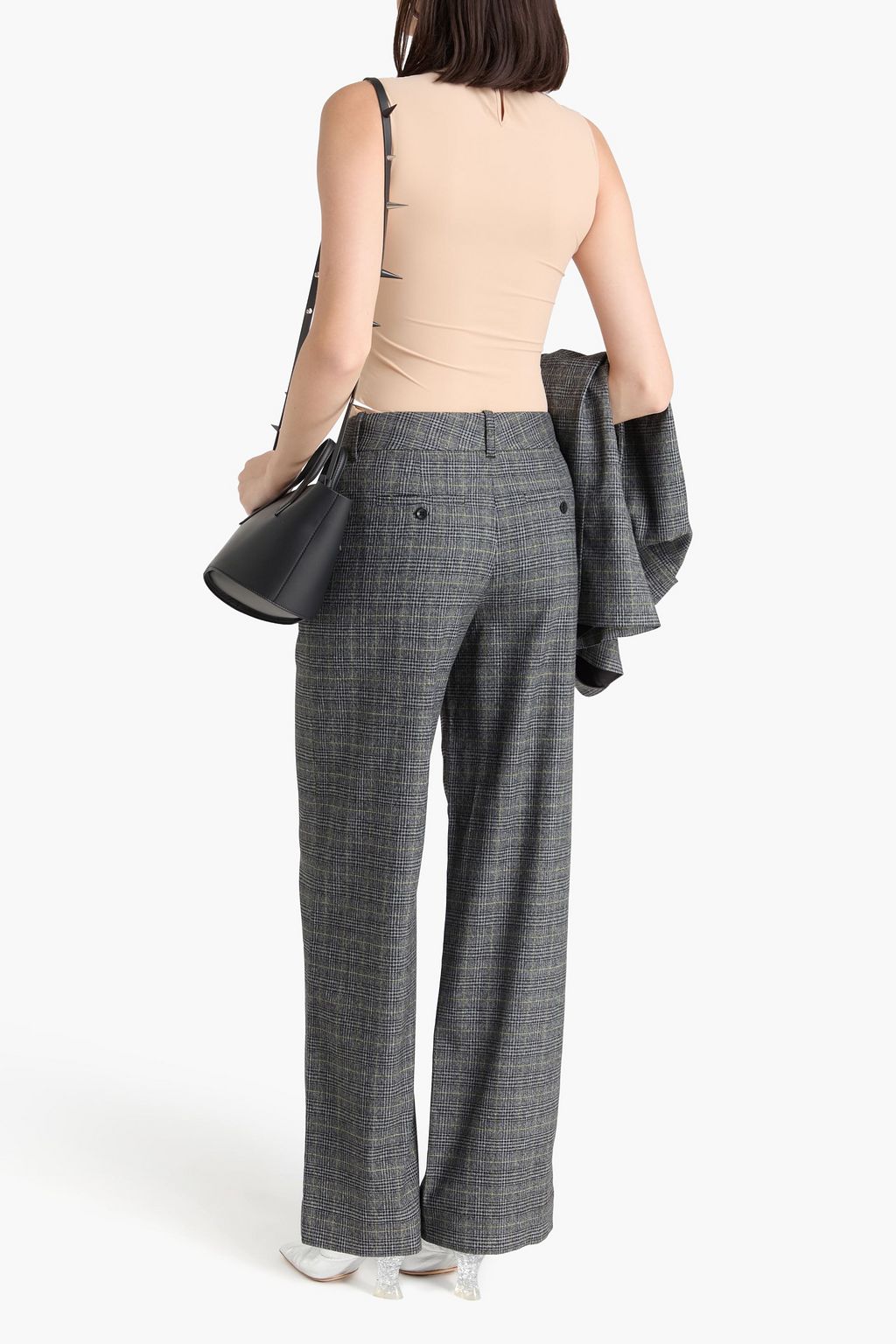 PROENZA SCHOULER PSWL بنطال بأرجل واسعة من التويد بنقشة مربّعات