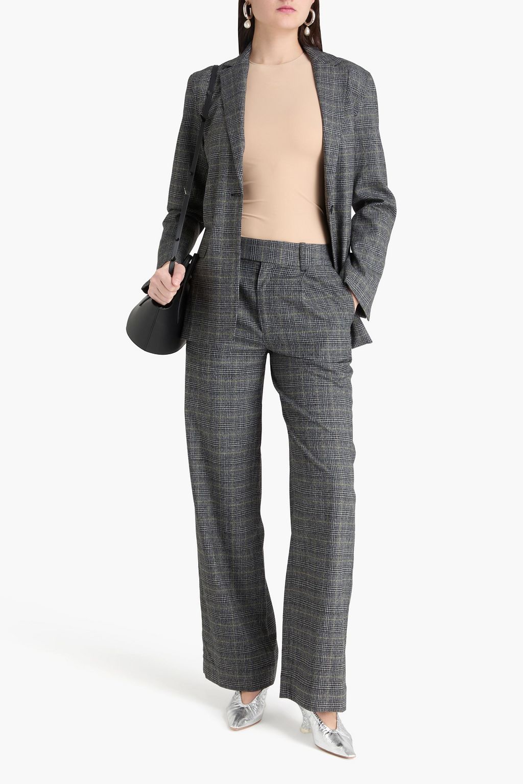 PROENZA SCHOULER PSWL بنطال بأرجل واسعة من التويد بنقشة مربّعات