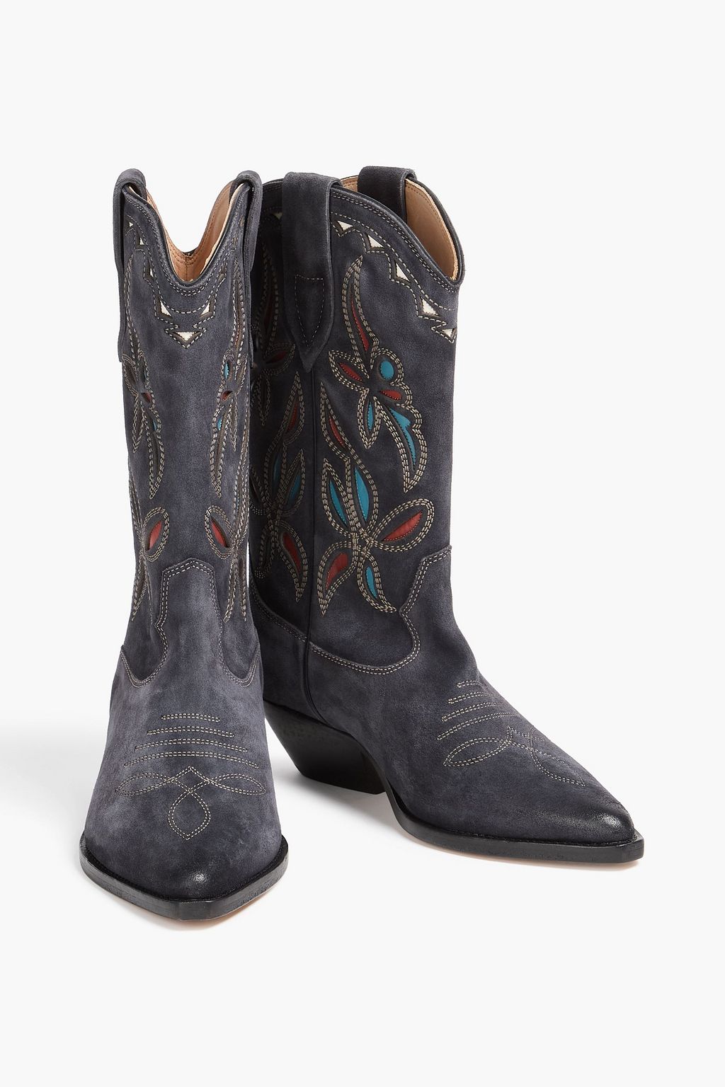 ISABEL MARANT حذاء بوت كاوبوي "ديورتو" من جلد السويد مقصوص بالليزر