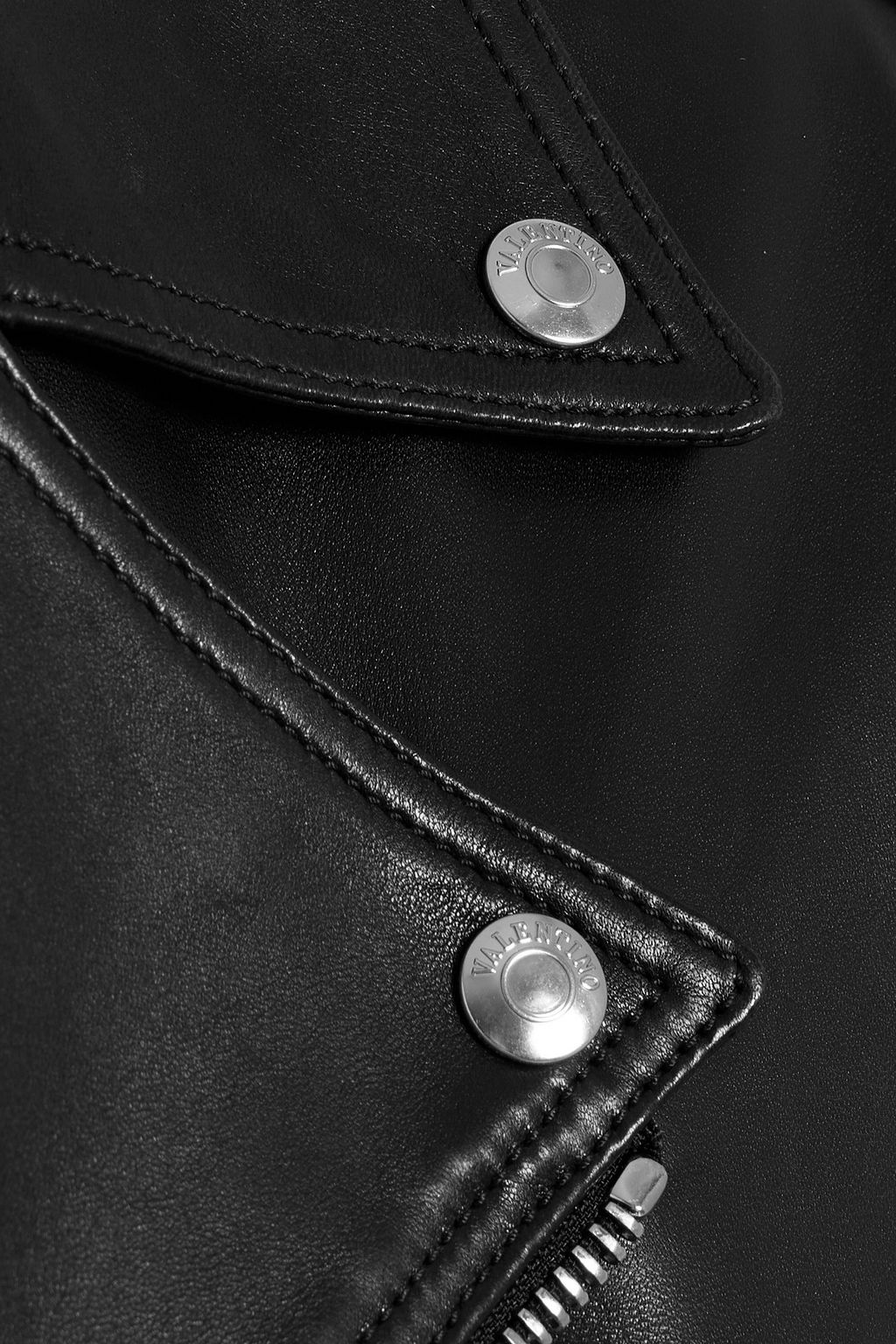 VALENTINO GARAVANI Ruffled leather biker jacket